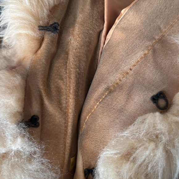 1970’s PENNY LANE STYLE TAN COAT LEATHER / SUADE VINTAGE BOHO - Picture 11 of 17